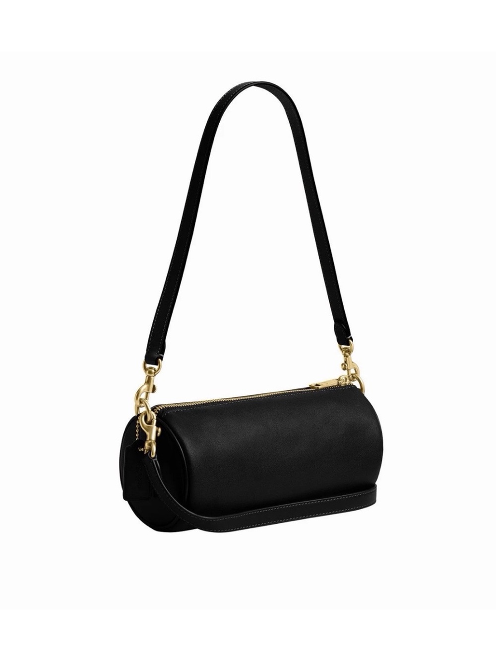 Coach Black Leather Barrel Shoulder Bag Gold Zip Crossbody NWT - Picture 3 of 4